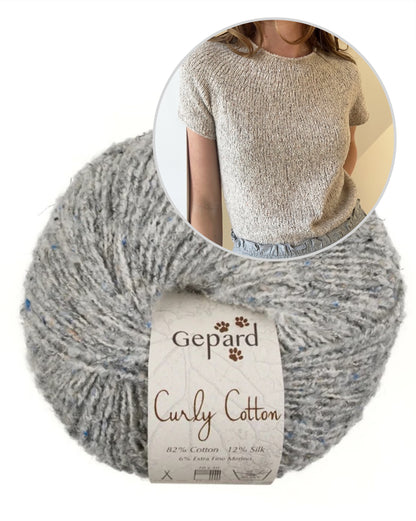 Plain Yoke Tee 19 | sommer Bouclé-shirt i Curly Cotton fra Gepard Garn