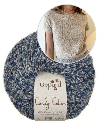 Plain Yoke Tee 19 | sommer Bouclé-shirt i Curly Cotton fra Gepard Garn