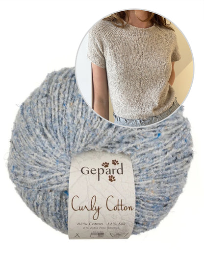 Plain Yoke Tee 19 | sommer Bouclé-shirt i Curly Cotton fra Gepard Garn