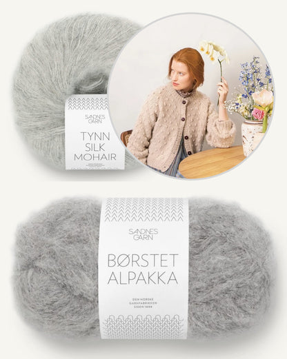 Popcorn Cardigan | Polka-dot texture in Brushed Alpaca and Tynn Silk Mohair by Sandnes Garn