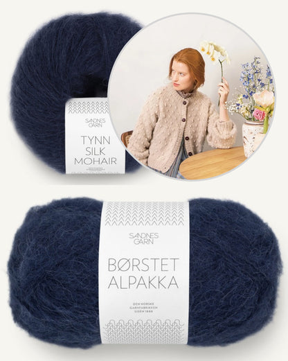 Popcorn Cardigan | Polka-dot texture in Brushed Alpaca and Tynn Silk Mohair by Sandnes Garn