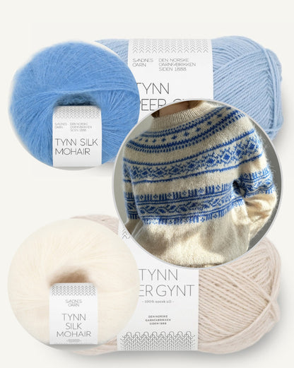 Porcelain Yoke Sweater | ainulaadne muster Sandnes Garni Tynn Peer Gynti ja Mohairiga