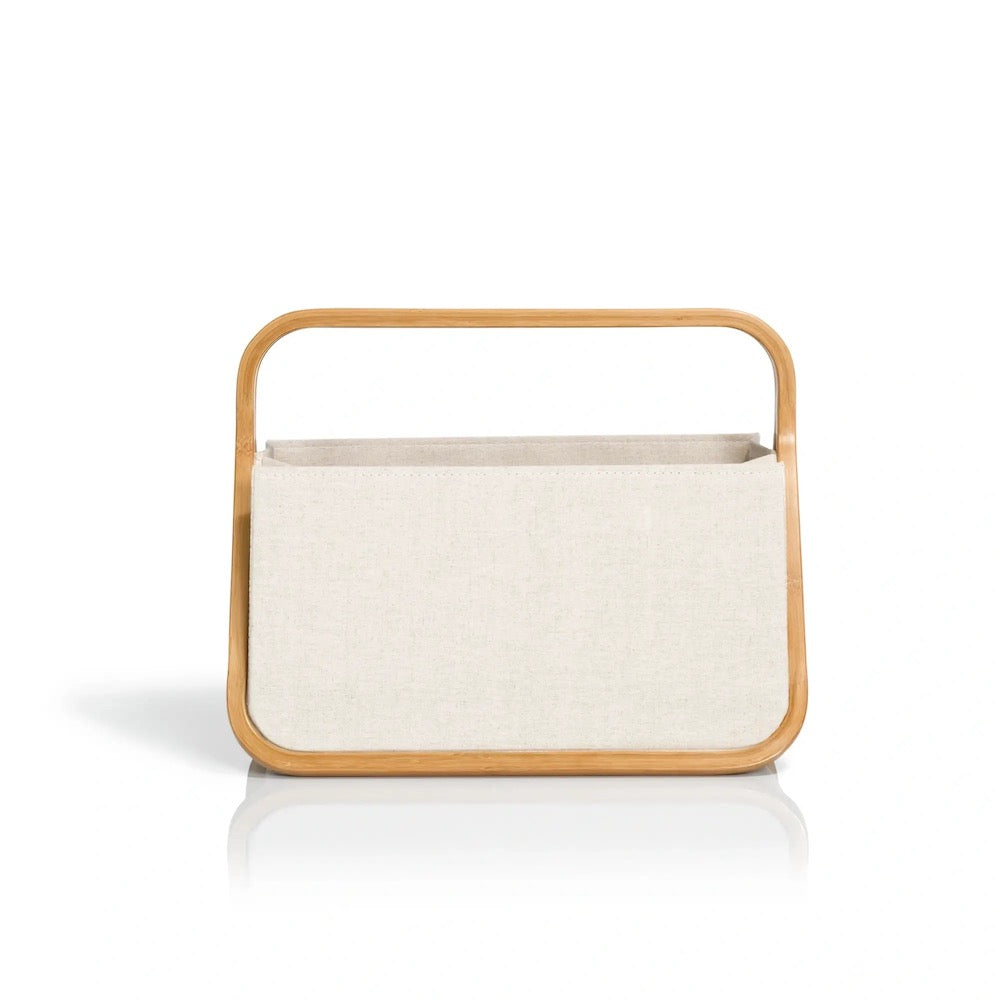 Prym Fold & Store Basket, Canvas und Bambus Ansicht von der Seite, schlicht