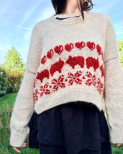 Julegris-sweater | afslappet julesweater i Le Lambswool og Le Petit Silk & Mohair fra Biches & Bûches