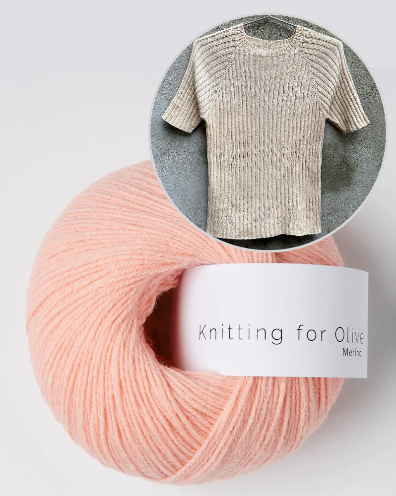 Rib Tee | feminint t-shirt i Merino fra Knitting for Olive
