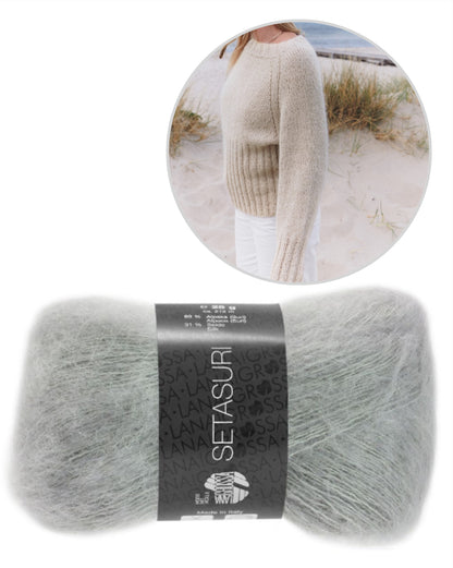 Lana Grossa Rippenraglan Sweater mit Setasuri 11