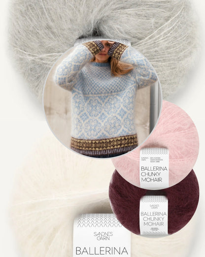 Rose | kohev Norwegeri kampsun Ballerina Chunky Mohair lõngast, tootja Sandnes Garn