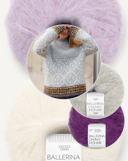 Rose | kohev Norwegeri kampsun Ballerina Chunky Mohair lõngast, tootja Sandnes Garn
