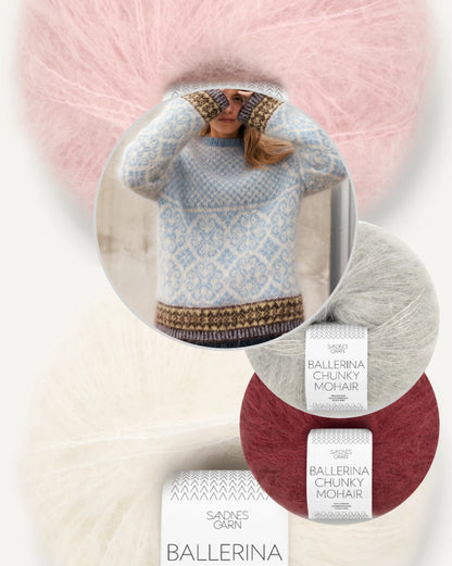 Rose | kohev Norwegeri kampsun Ballerina Chunky Mohair lõngast, tootja Sandnes Garn