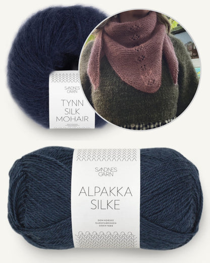 Rosewood Mist Shawl | Blütenmuster Tuch mit Alpakka Silke und Tynn Silk Mohair von Sandnes Garn