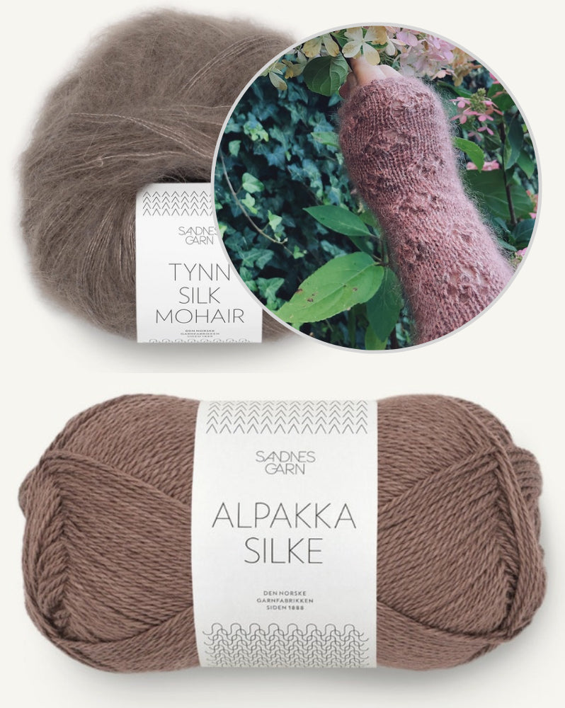 Rosewood Mist Handwarmers von Laetitia von Marées mit Alpakka Silke und Tynn Silk Mohair von Sandnes Garn 5