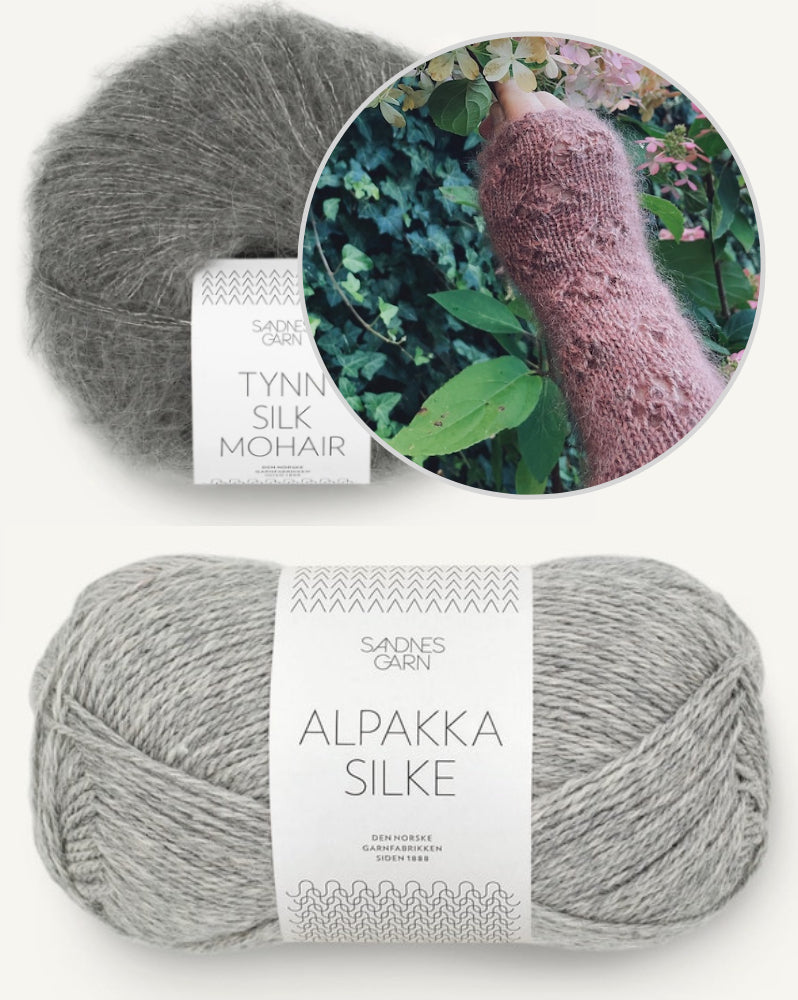 Rosewood Mist Handwarmers von Laetitia von Marées mit Alpakka Silke und Tynn Silk Mohair von Sandnes Garn 7