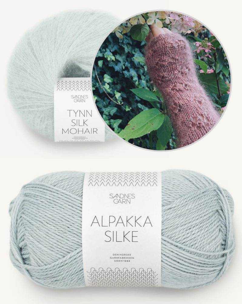Rosewood Mist Handwarmers von Laetitia von Marées mit Alpakka Silke und Tynn Silk Mohair von Sandnes Garn 11