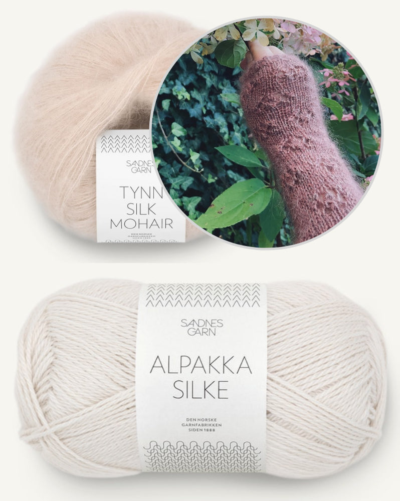 Rosewood Mist Handwarmers von Laetitia von Marées mit Alpakka Silke und Tynn Silk Mohair von Sandnes Garn 6