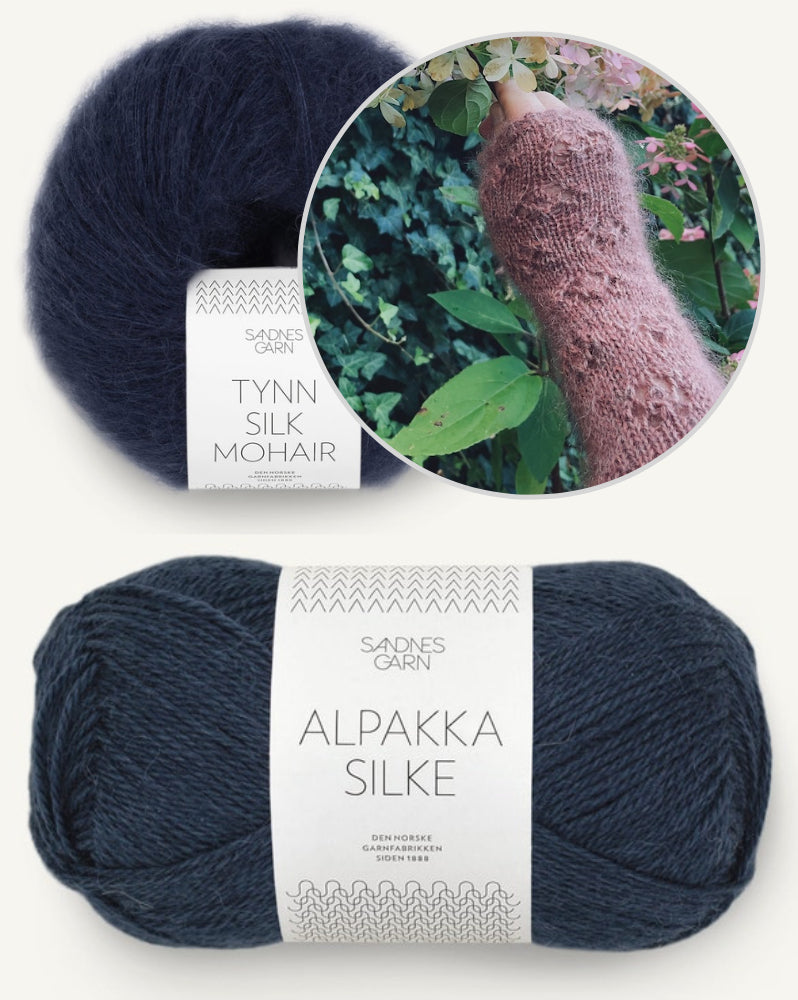Rosewood Mist Handwarmers von Laetitia von Marées mit Alpakka Silke und Tynn Silk Mohair von Sandnes Garn 9