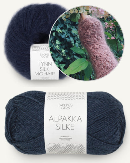 Rosewood Mist Handwarmers von Laetitia von Marées mit Alpakka Silke und Tynn Silk Mohair von Sandnes Garn 9