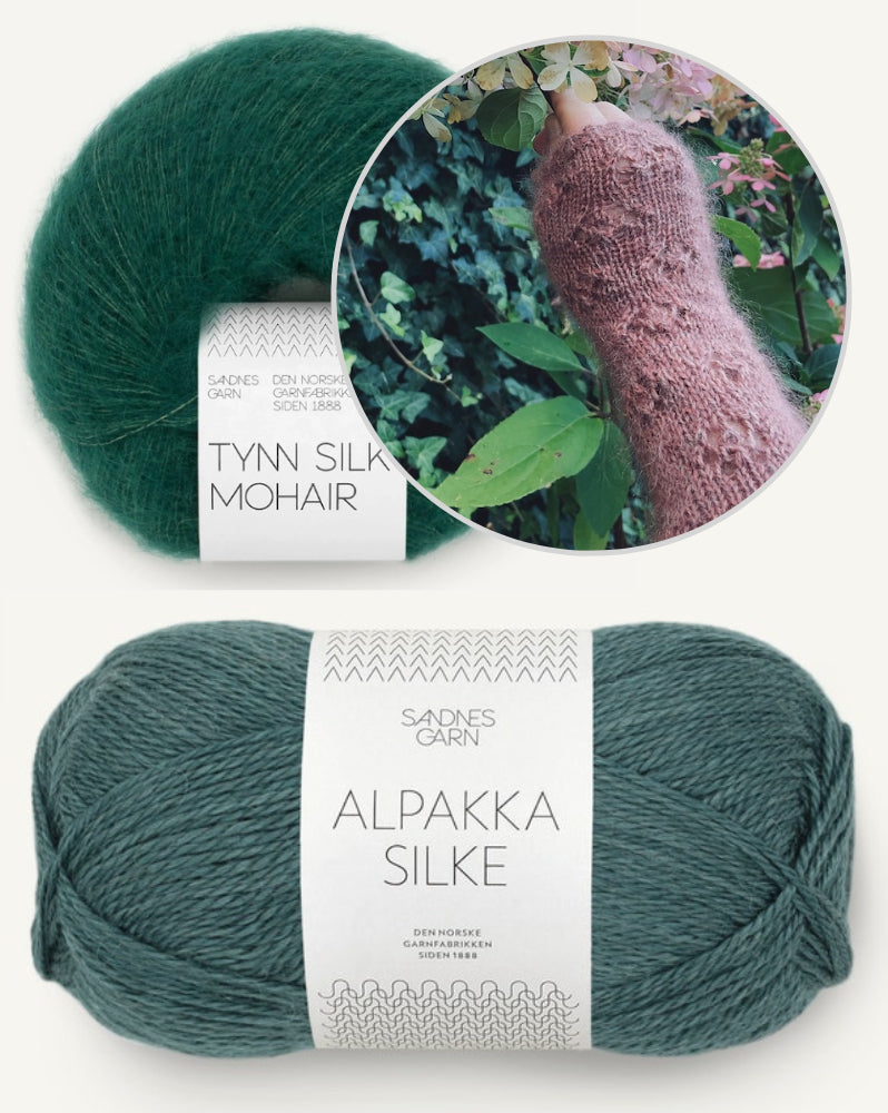 Rosewood Mist Handwarmers von Laetitia von Marées mit Alpakka Silke und Tynn Silk Mohair von Sandnes Garn 10