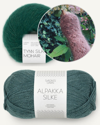 Rosewood Mist Handwarmers von Laetitia von Marées mit Alpakka Silke und Tynn Silk Mohair von Sandnes Garn 10