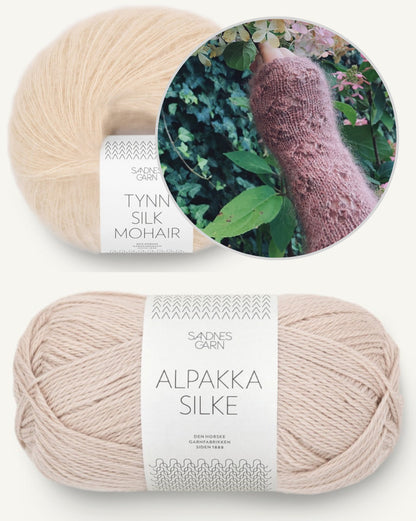 Rosewood Mist Handwarmers von Laetitia von Marées mit Alpakka Silke und Tynn Silk Mohair von Sandnes Garn 8
