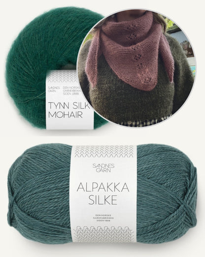 Rosewood Mist Shawl | Blütenmuster Tuch mit Alpakka Silke und Tynn Silk Mohair von Sandnes Garn