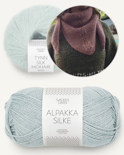 Rosewood Mist Shawl | Blütenmuster Tuch mit Alpakka Silke und Tynn Silk Mohair von Sandnes Garn