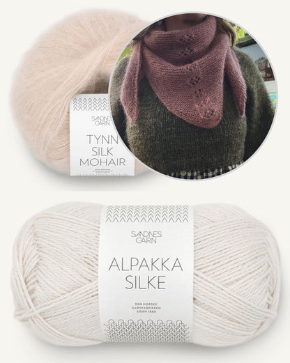 Rosewood Mist Shawl | Blütenmuster Tuch mit Alpakka Silke und Tynn Silk Mohair von Sandnes Garn