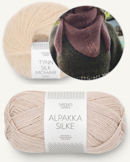 Rosewood Mist Shawl | Blütenmuster Tuch mit Alpakka Silke und Tynn Silk Mohair von Sandnes Garn