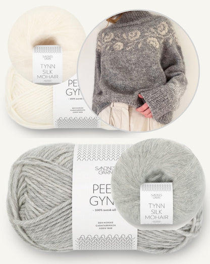 Rosie Yoke Sweater | romantische Rosen aus Peer Gynt und Tynn Silk Mohair von Sandnes Garn