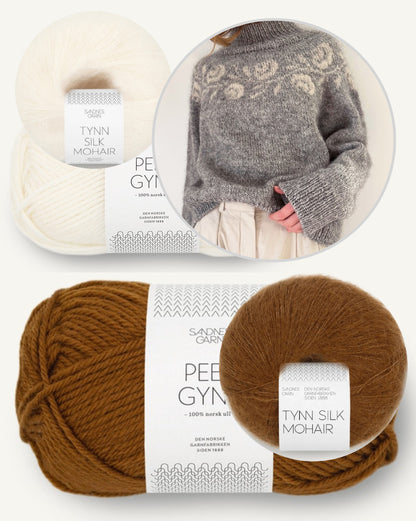Rosie Yoke Sweater | romantische Rosen aus Peer Gynt und Tynn Silk Mohair von Sandnes Garn