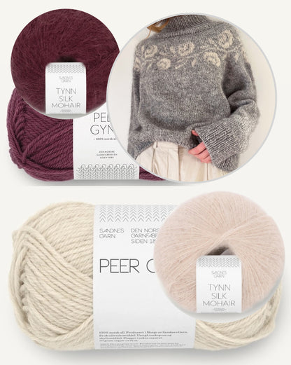 Rosie Yoke Sweater | romantische Rosen aus Peer Gynt und Tynn Silk Mohair von Sandnes Garn