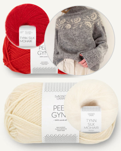 Rosie Yoke Sweater | romantische Rosen aus Peer Gynt und Tynn Silk Mohair von Sandnes Garn