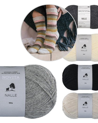 Rytmikäs Socks | mit Gratisanleitung feines Streifenmuster mit Nalle von Novita