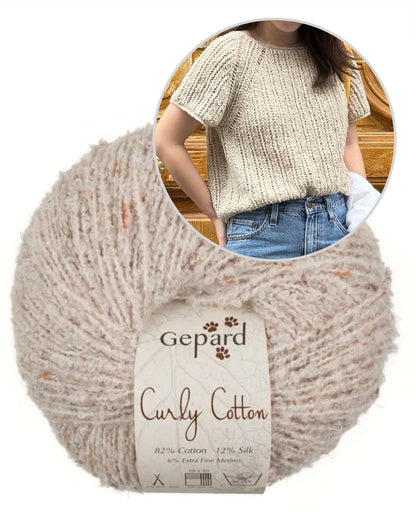 Sablé Top | zarte Bouclé Streifen aus Curly Cotton von Gepard Garn