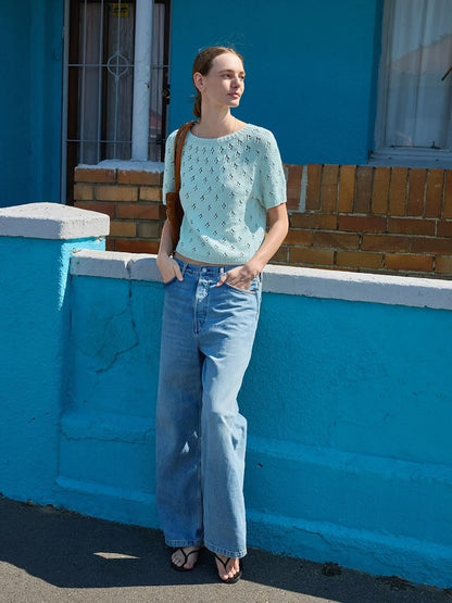 Elodie Tee | luftiges Lochmuster aus Line von Sandnes Garn
