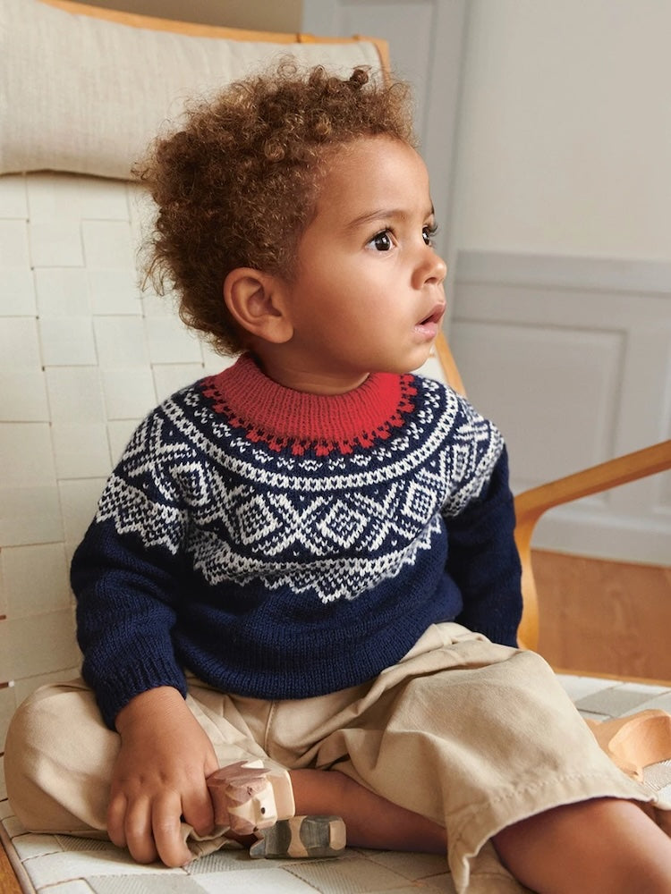Marius Sweater Baby - dreifarbig | klassisches Norwegermuster aus Sunday von Sandnes Garn