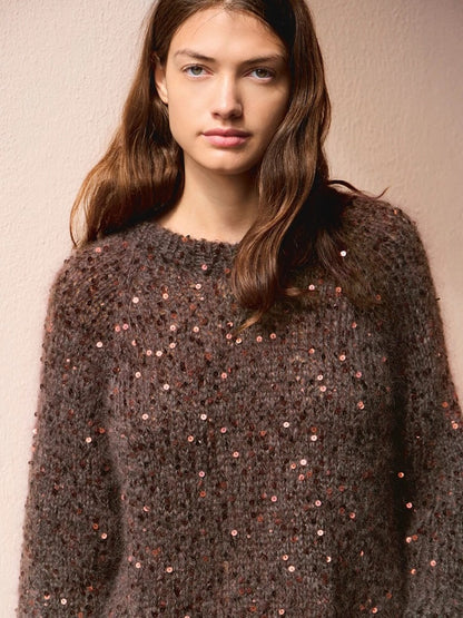 Rookie Sweater | für festliche Glitzermomente aus Paljett und Ballerina Chunky Mohair von Sandnes Garn