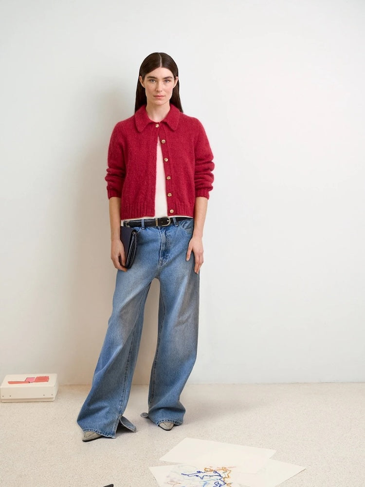 Aria Cardigan | zarte Jacke mit Kragen aus Sunday und Tynn Silk Mohair von Sandnes Garn