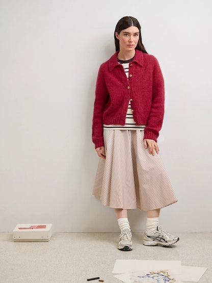 Aria Cardigan | zarte Jacke mit Kragen aus Sunday und Tynn Silk Mohair von Sandnes Garn