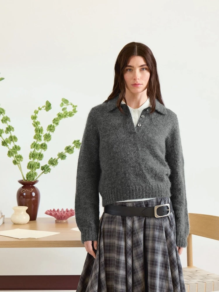 Aria Sweater | feines Shirt mit Polokragen aus Alpakka Folgetrad und Tynn Silk Mohair von Sandnes Garn