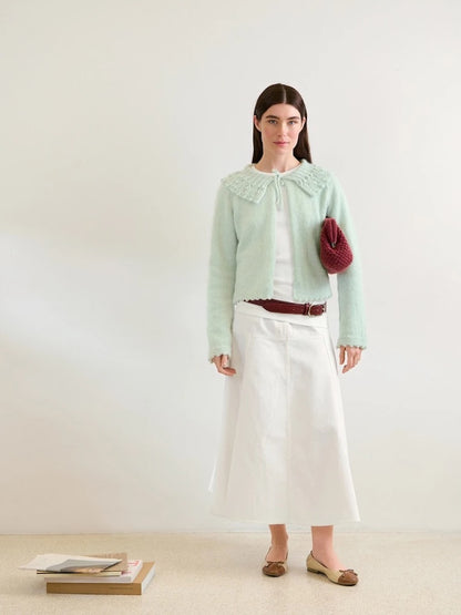 Lilly Blouse | feiner Cardigan mit breitem Kragen aus Alpakka Folgetrad und Tynn Silk Mohair von Sandnes Garn