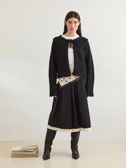 Lilly Blouse | feiner Cardigan mit breitem Kragen aus Alpakka Folgetrad und Tynn Silk Mohair von Sandnes Garn