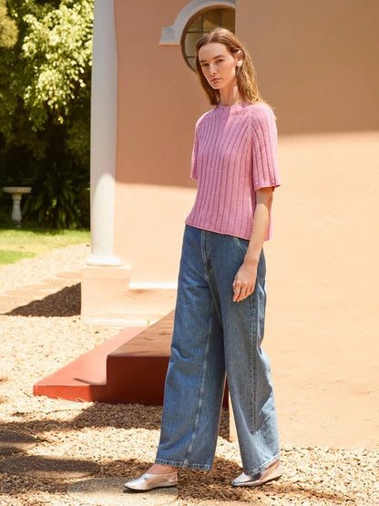 Elva Tee | luftiges Rippenshirt aus Line von Sandnes Garn