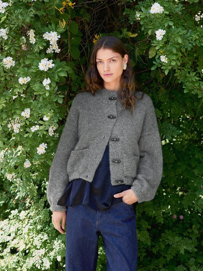 Bomber Jacket | lässiger Cardigan aus Atlas und Tynn Silk Mohair von Sandnes Garn