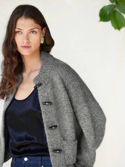 Bomber Jacket | lässiger Cardigan aus Atlas und Tynn Silk Mohair von Sandnes Garn