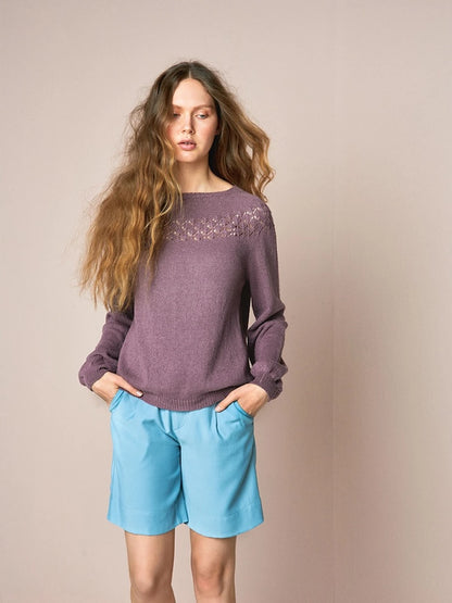 Peon Pullover | zarte Lochmusterpasse aus Tynn Line von Sandnes Garn