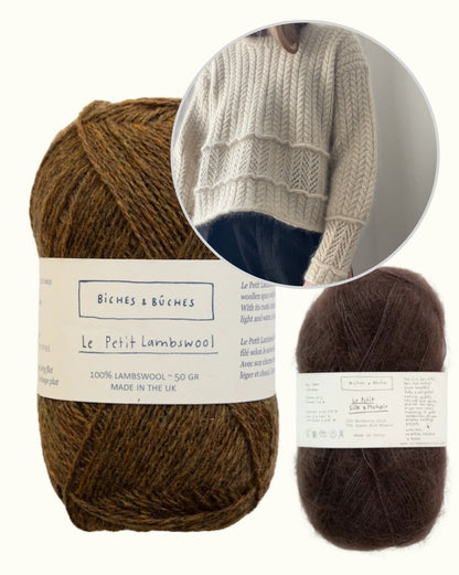 Sarang Sweater | boxy cable pattern from Le Petit Lambswool and Le Petit Silk & Mohair by Biches & Bûches