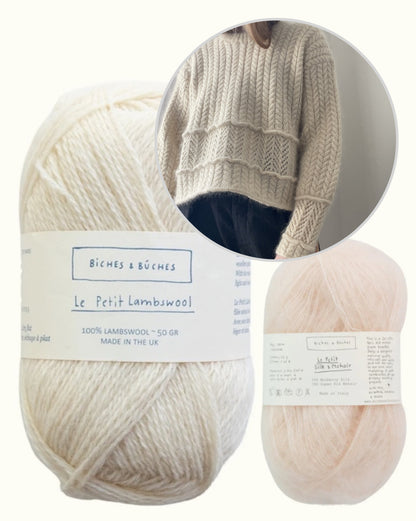 Sarang Sweater | boxy cable pattern from Le Petit Lambswool and Le Petit Silk & Mohair by Biches & Bûches