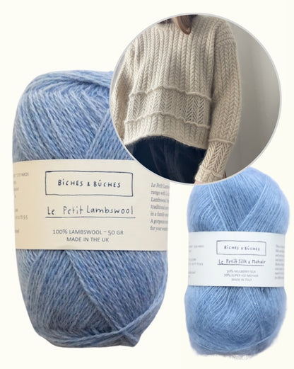 Sarang Sweater | boxy cable pattern from Le Petit Lambswool and Le Petit Silk & Mohair by Biches & Bûches