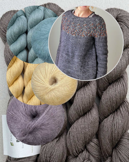Sea Buckthorn Sweater | romantischer Sanddorn mit Hebemaschen aus Pinta und Mohair Bliss von Pascuali