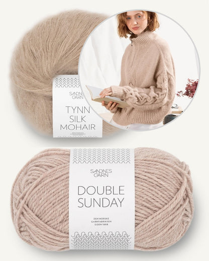 Sienna vetoketjuneule | oversize ja pehmeä, valmistettu Sandnes Garnin Double Sunday- ja Tynn Silk Mohair -langasta